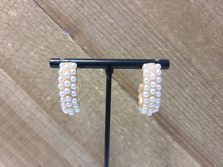 Golden Hoop Pearl Earrings