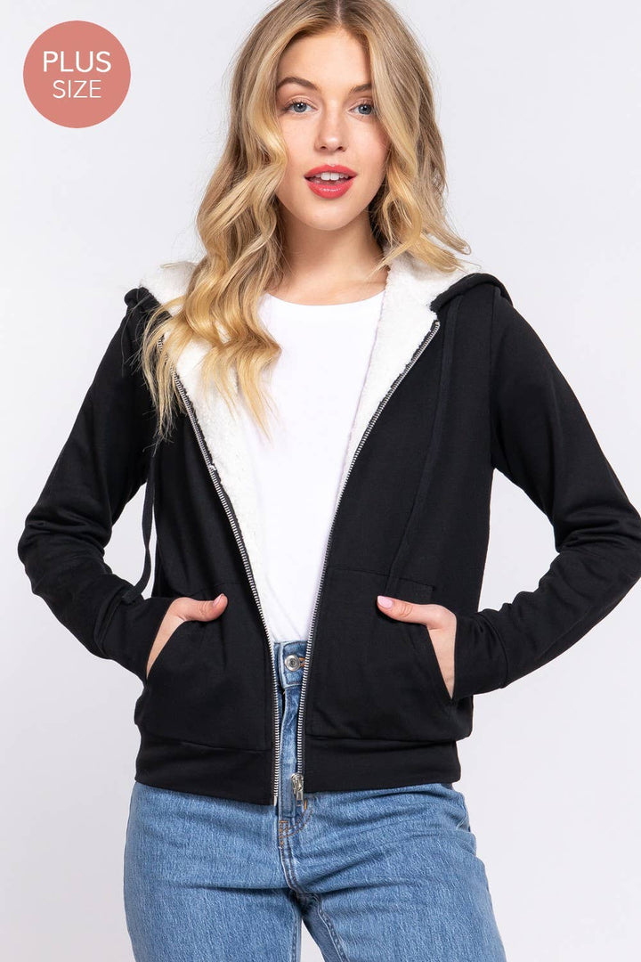 Faux Fur Zip-up Hoodie