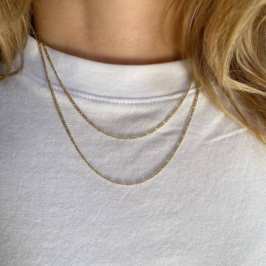 18k Gold Filled Thin Figaro Chain