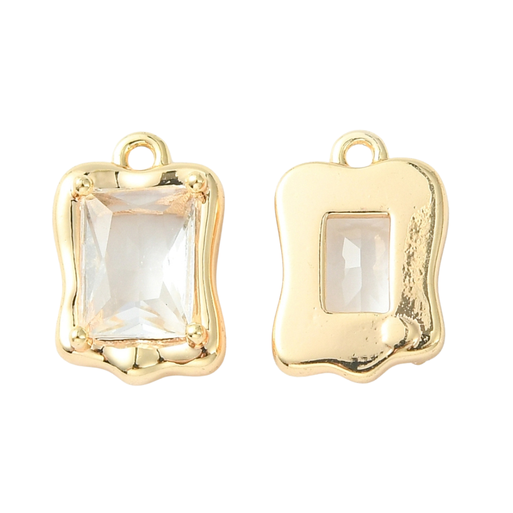 Gold Mirror Glass Frame Charm