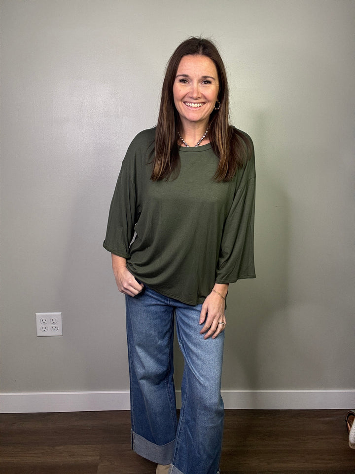 Olive 3/4 Sleeve Top