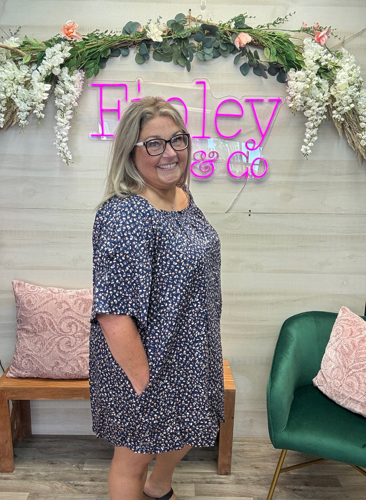 Navy & Floral Printed Tunic