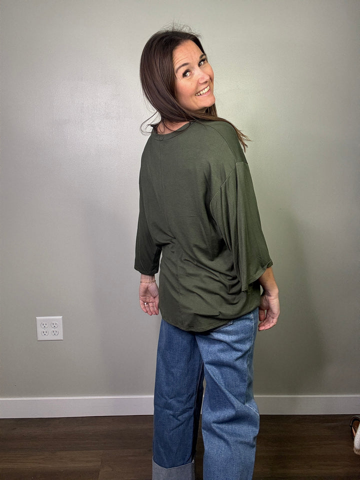 Olive 3/4 Sleeve Top