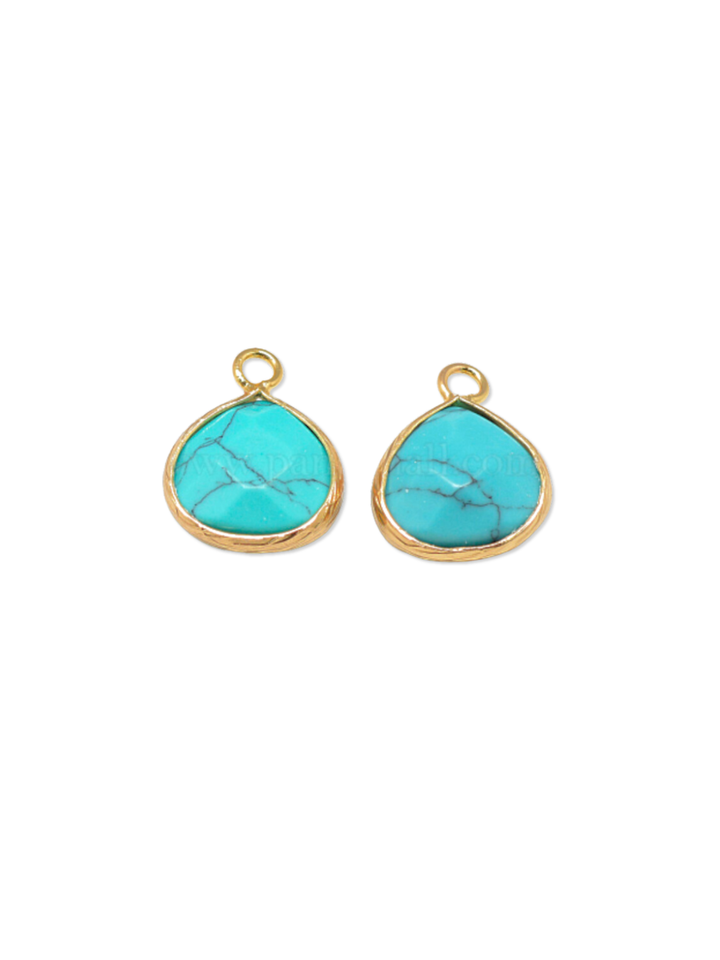 Gold Framed Turquoise Teardrop Charm