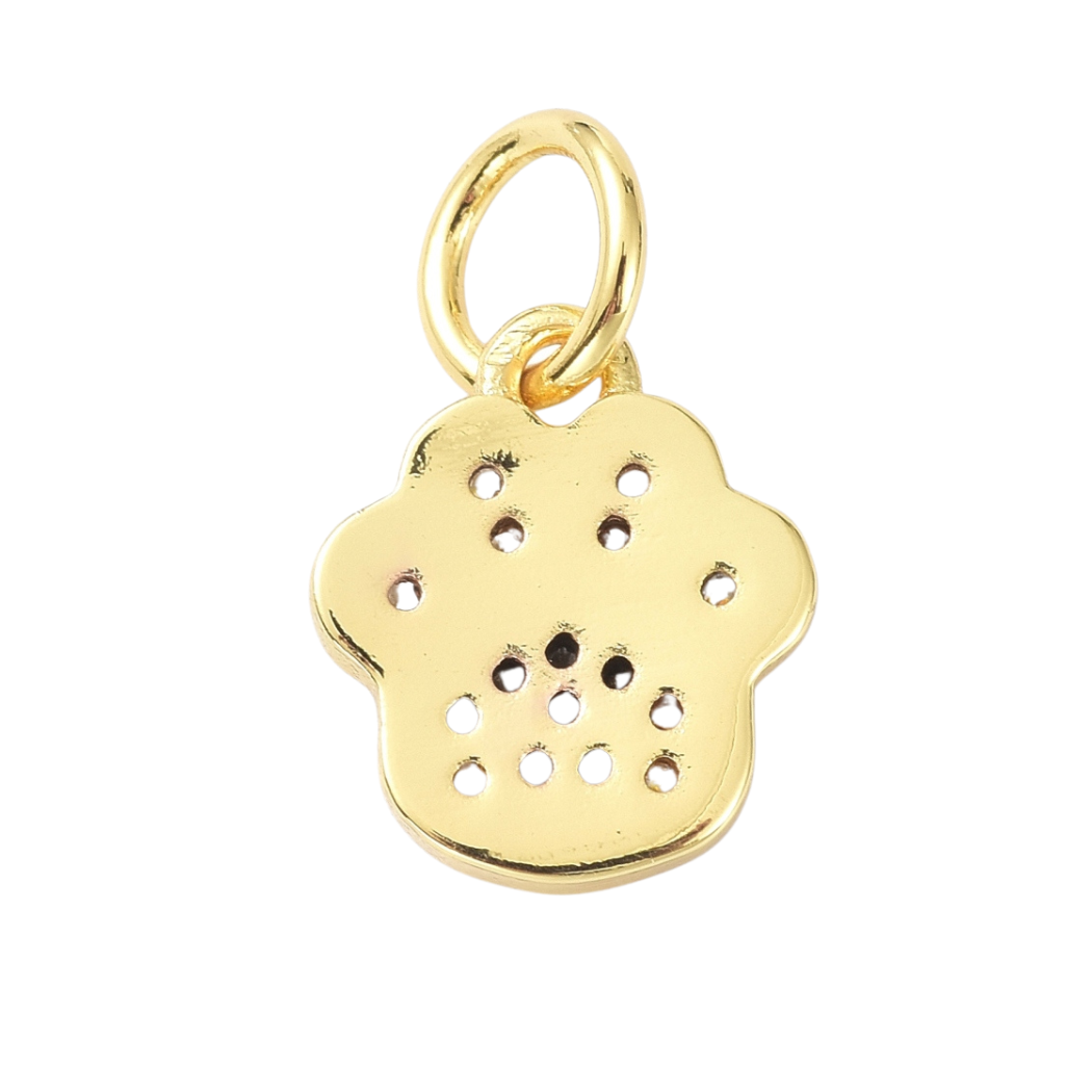 Gold and Cubic Zirconia Paw Print Charm