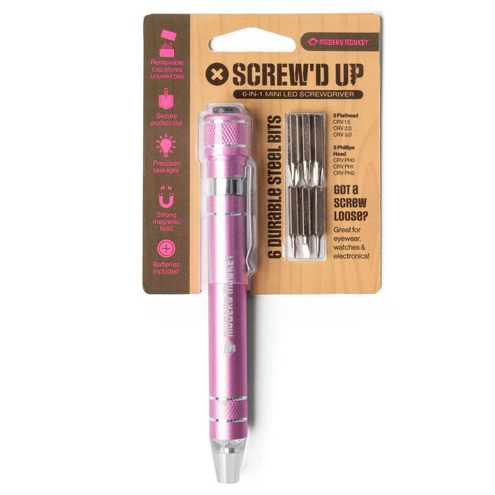 Modern Monkey® Screw’d Up 6-in-1 Mini LED Screwdriver