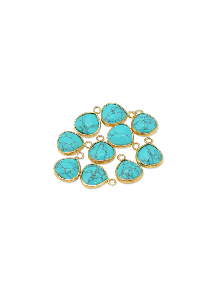 * Gold Framed Turquoise Teardrop Charm